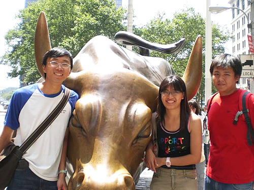 My friends and I at Wall St., New York